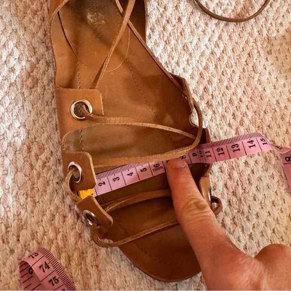 Zimmermann Leather Gladiator Flat Sandals strappy wrap riveted brown tan boho - Picture 11 of 12